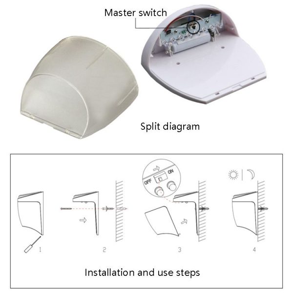 8 LED Light Control Solar Garden Wall Light Outdoor Fence Light Lawn Light Street Lamp (Warm Light) - Image 7