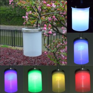Outdoor Waterproof Solar Light Bucket Shape LED Courtyard Garden Hanging Lamp Night Light (Colorful Light)