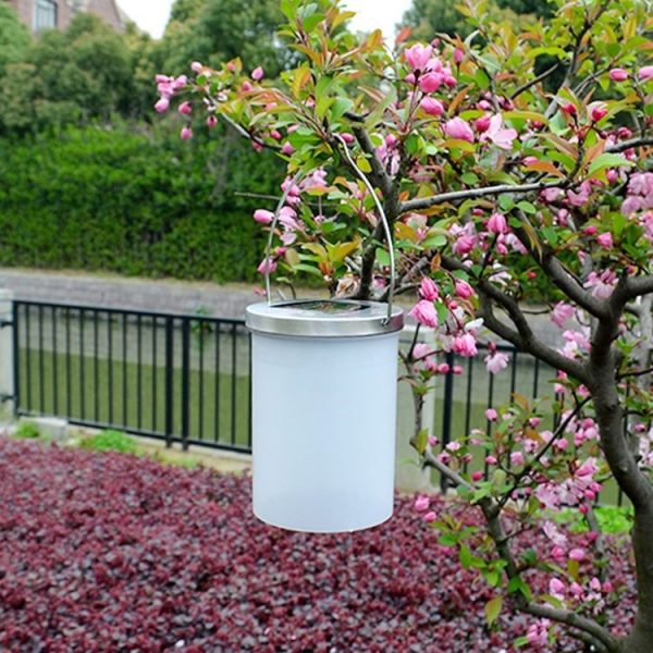 Outdoor Waterproof Solar Light Bucket Shape LED Courtyard Garden Hanging Lamp Night Light (Colorful Light) - Image 2