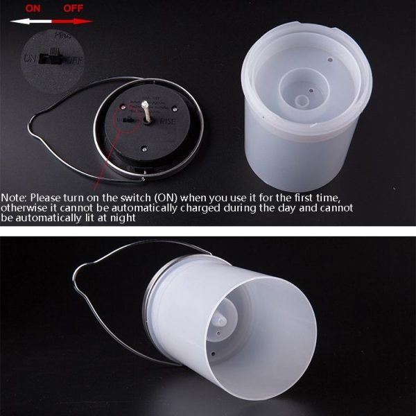 Outdoor Waterproof Solar Light Bucket Shape LED Courtyard Garden Hanging Lamp Night Light (Colorful Light) - Image 4