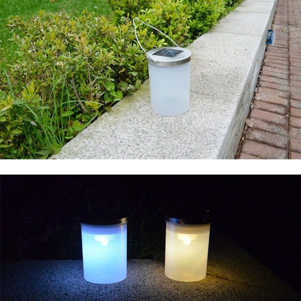 Outdoor Waterproof Solar Light Bucket Shape LED Courtyard Garden Hanging Lamp Night Light (Colorful Light) - Image 5