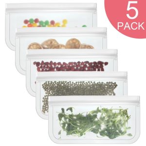 5 in 1 Translucent Frosted PEVA Food Preservation Bag Refrigerator Food Storage Bag Self-Sealing Food Bag Set (NO.2x5)