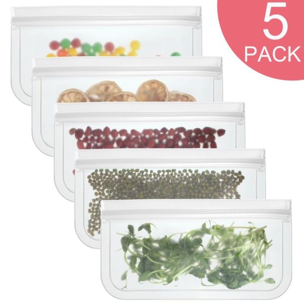 5 in 1 Translucent Frosted PEVA Food Preservation Bag Refrigerator Food Storage Bag Self-Sealing Food Bag Set (NO.2x5)