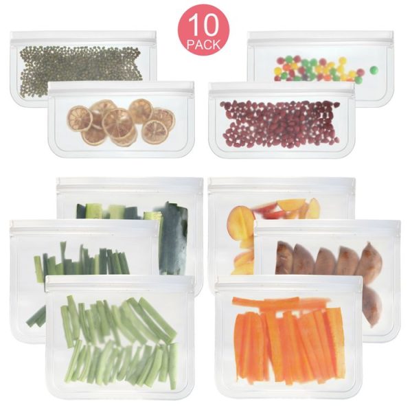 10 in 1 Translucent Frosted PEVA Food Preservation Bag Refrigerator Food Storage Bag Self-Sealing Food Bag Set (NO.1x6+NO.2x4)