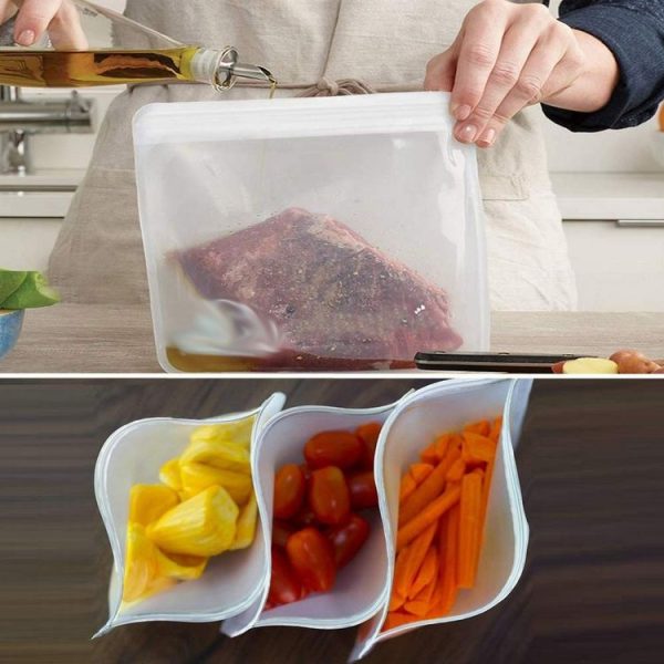 10 in 1 Translucent Frosted PEVA Food Preservation Bag Refrigerator Food Storage Bag Self-Sealing Food Bag Set (NO.1x6+NO.2x4) - Image 7