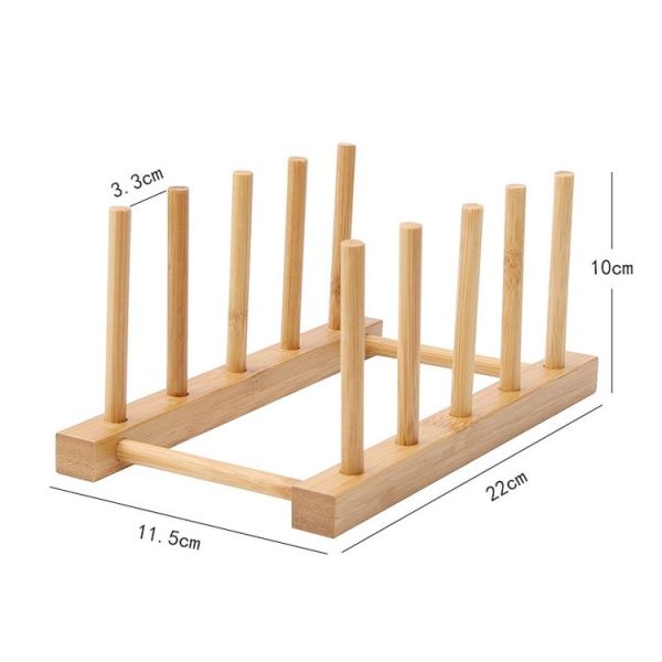 Multi-Purpose Bowl Disc Rack Kitchen Drain Rack Bamboo Tableware Storage Rack, Layer (specification): 4 Grid - Image 2