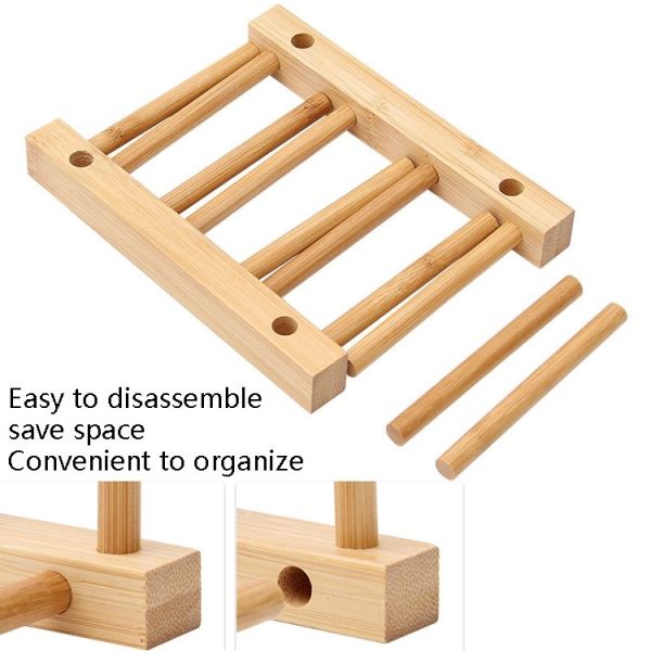 Multi-Purpose Bowl Disc Rack Kitchen Drain Rack Bamboo Tableware Storage Rack, Layer (specification): 7 Grid - Image 3