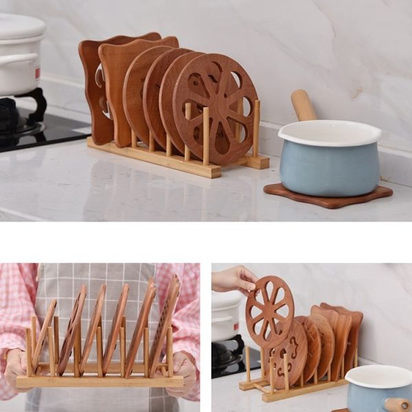 Multi-Purpose Bowl Disc Rack Kitchen Drain Rack Bamboo Tableware Storage Rack, Layer (specification): 7 Grid - Image 5