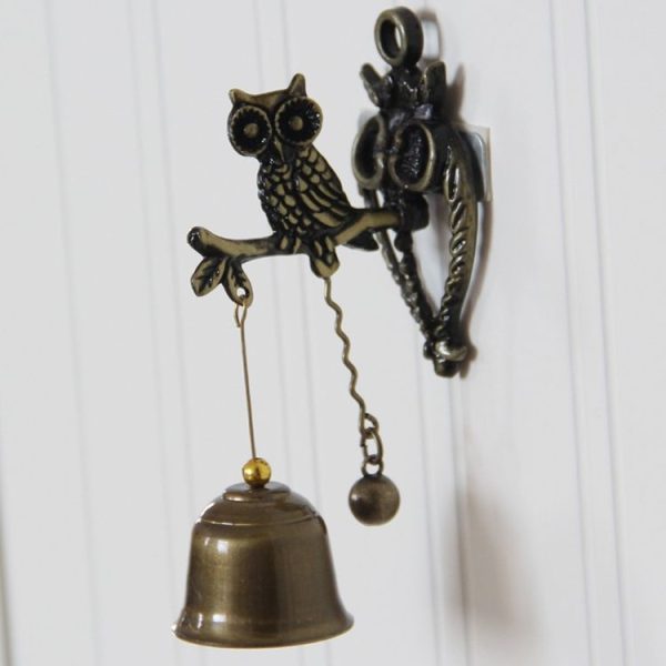 Retro Vintage Style Animal Doorbell Metal Iron Bell Wind Chimes Hanging Ornament (Owl) - Image 2