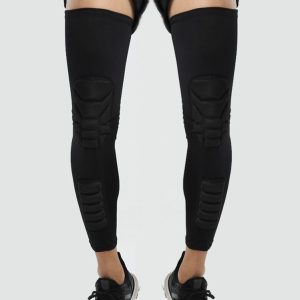 A Pair Extended Sports Knee Pads Thigh and Calf Cover Outdoor Climbing Football Basketball Riding Protective Gear, Specification: XL (Black)
