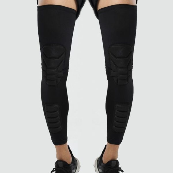 A Pair Extended Sports Knee Pads Thigh and Calf Cover Outdoor Climbing Football Basketball Riding Protective Gear, Specification: XL (Black)
