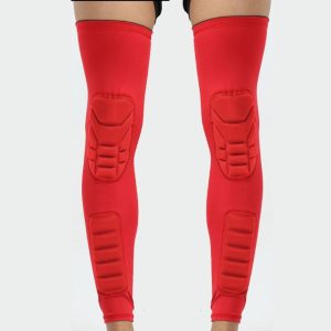 A Pair Extended Sports Knee Pads Thigh and Calf Cover Outdoor Climbing Football Basketball Riding Protective Gear, Specification: M (Red)
