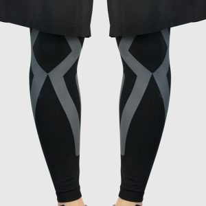 1pair Sports Knee Pads Compression Elastic Protective Thigh And Calve Cover, Specification: XL (Black / Gray)