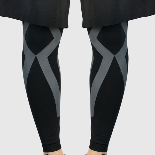 1pair Sports Knee Pads Compression Elastic Protective Thigh And Calve Cover, Specification: XL (Black / Gray)