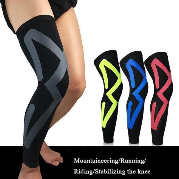 1pair Sports Knee Pads Compression Elastic Protective Thigh And Calve Cover, Specification: XL (Black / Gray) - Image 2