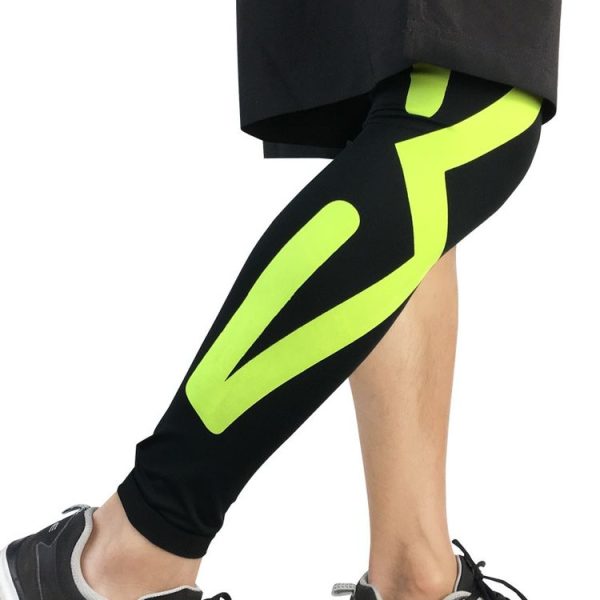 1pair Sports Knee Pads Compression Elastic Protective Thigh And Calve Cover, Specification: XL (Black / Gray) - Image 5