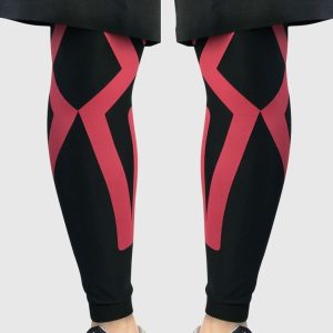 1pair Sports Knee Pads Compression Elastic Protective Thigh And Calve Cover, Specification: XL (Black / Red)