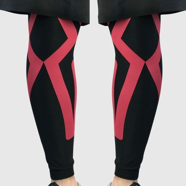 1pair Sports Knee Pads Compression Elastic Protective Thigh And Calve Cover, Specification: XL (Black / Red)