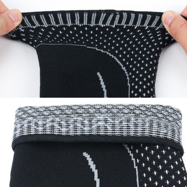 Lengthened Sports Protective Calf Cover Knitted Breathable Pressure Leg Cover Basketball Football Mountaineering Protective Gear, Specification: M (Black Gray) - Image 3