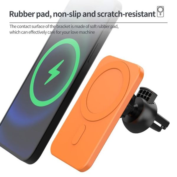 N16 10W Car Air Outlet + Suction Cup Magsafe Magnetic Phone Universal Wireless Charger Holder (Green) - Image 4