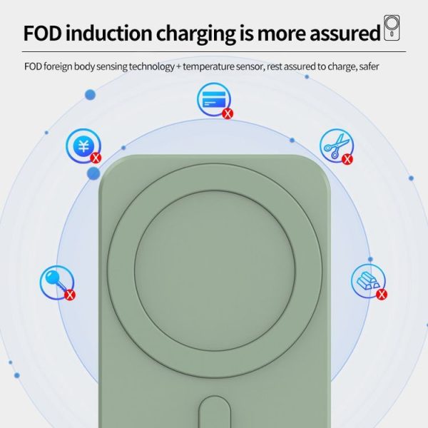 N16 10W Car Air Outlet + Suction Cup Magsafe Magnetic Phone Universal Wireless Charger Holder (Green) - Image 6