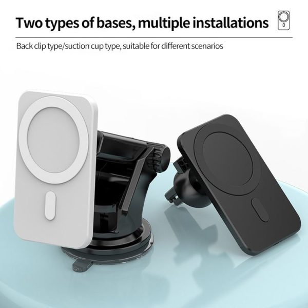 N16 10W Car Air Outlet + Suction Cup Magsafe Magnetic Phone Universal Wireless Charger Holder (Green) - Image 7