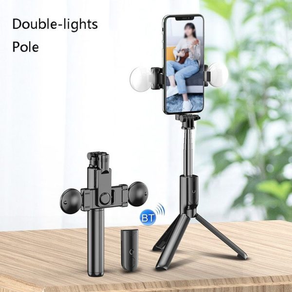 R9 Desktop Live Broadcast Photo Bluetooth Connection Bracket Rotatable Universal Tripod, Style: Double-lights Pole - Image 2