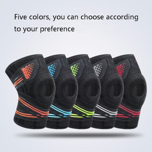 Sports Spring Supported Knee Brace Compression Protection Patella Riding Protective Gear, One Size (Black / Orange) - Image 2