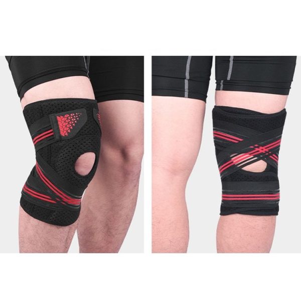 Sports Spring Supported Knee Brace Compression Protection Patella Riding Protective Gear, One Size (Black / Orange) - Image 7