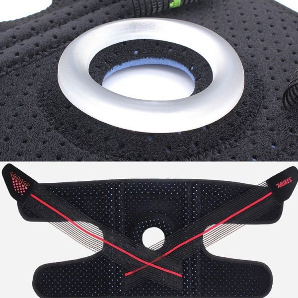 AOLIKES HX-7909 Tie Spring Support Silicone Knee Pad Mountaineering Riding Running Basketball Sweat-Absorbent Breathable Knee Pad (Black Blue) - Image 6
