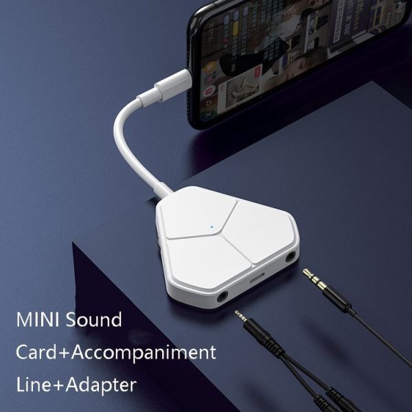 Xiaotian 5 In 1 Sound Card Adapter Microphone Phone Universal Adapter, Style: MINI Sound Card+Accompaniment Line+Adapter - Image 2