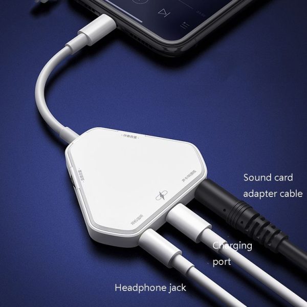 Xiaotian 5 In 1 Sound Card Adapter Microphone Phone Universal Adapter, Style: MINI Sound Card+Accompaniment Line+Adapter - Image 4