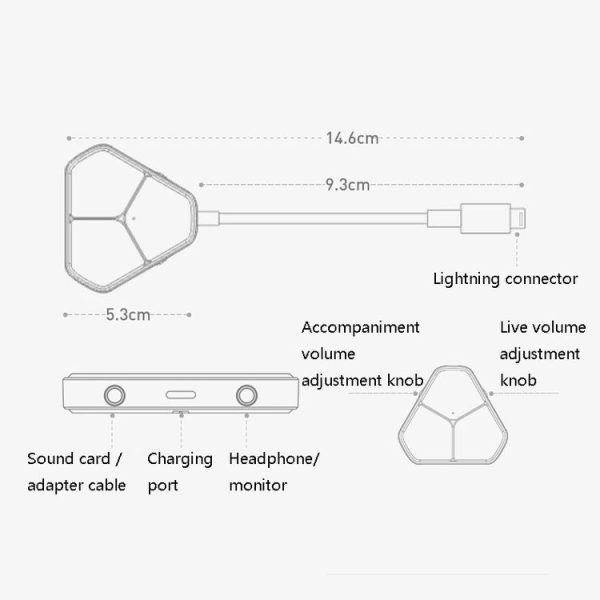 Xiaotian 5 In 1 Sound Card Adapter Microphone Phone Universal Adapter, Style: MINI Sound Card+Monitor Headset+Microphone - Image 3