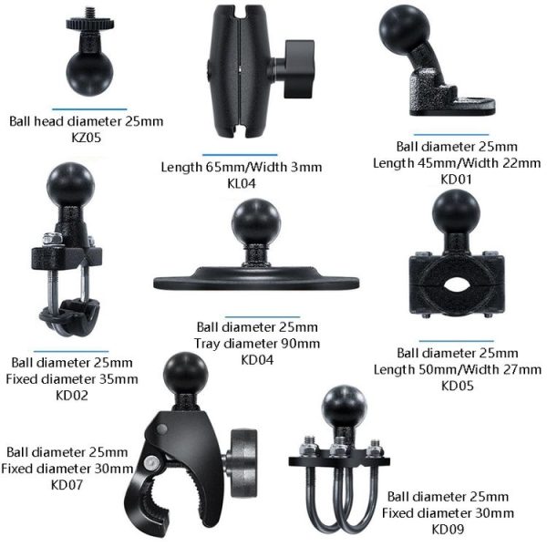 Motorcycle Riding Recorder Bracket Camera Holder, Style: KZ05 + KL04 + KD01 - Image 3