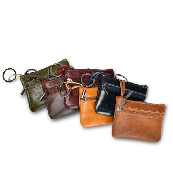 AP122 Leather Mini Multifunctional Coin Purse Small Card Holder Retro Zipper Short Clutch (Navy Blue) - Image 2