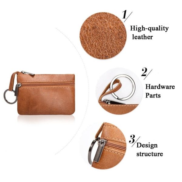 AP122 Leather Mini Multifunctional Coin Purse Small Card Holder Retro Zipper Short Clutch (Navy Blue) - Image 5