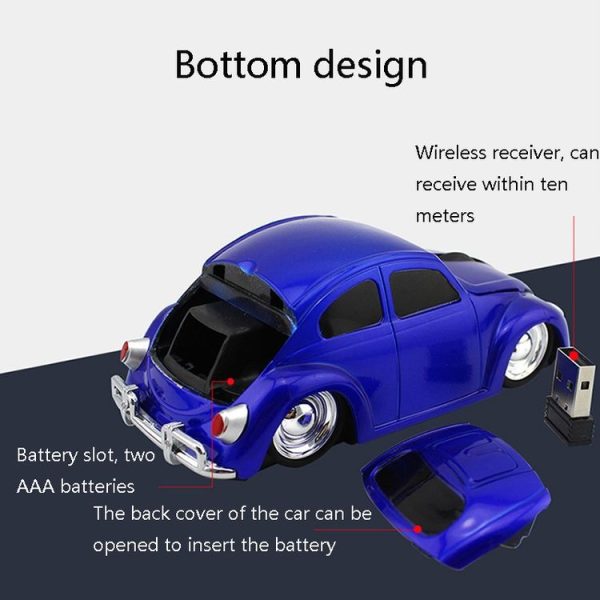 CM0010B 1200 DPI 3-keys Car Shape Wireless Mouse (Red) - Image 5