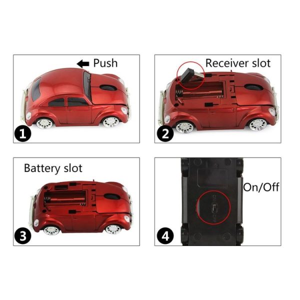 CM0010B 1200 DPI 3-keys Car Shape Wireless Mouse (Red) - Image 7