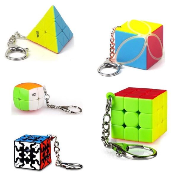 2 PCS Mini Keychain Magic Cube Decompression Toy Pyramid Keychain - Image 2