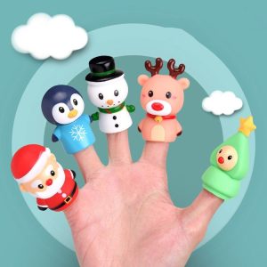 Children Early Education Finger Doll Set Animal Parent-Child Interactive Puppet Toy (KB08 Snow Baby)