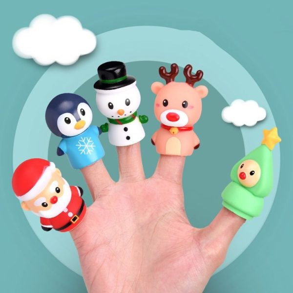 Children Early Education Finger Doll Set Animal Parent-Child Interactive Puppet Toy (KB08 Snow Baby)