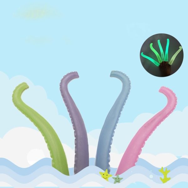 10 PCS TPR Soft Plastic Octopus Tentacles Finger Cover Toys Tricky Prank Finger Puppet, Random Color Delivery (Fluorescent) - Image 4