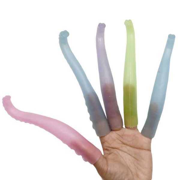 10 PCS TPR Soft Plastic Octopus Tentacles Finger Cover Toys Tricky Prank Finger Puppet, Random Color Delivery (Fluorescent) - Image 5