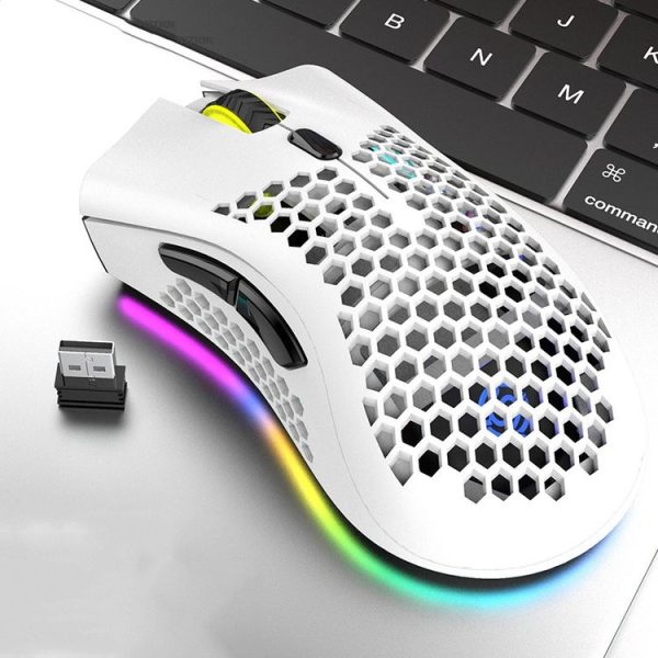 K-Snake BM600 1600 DPI 7-keys Hollow Lightweight Wireless Charging RGB Colorful Gaming Mouse (Wireless BM600 White)