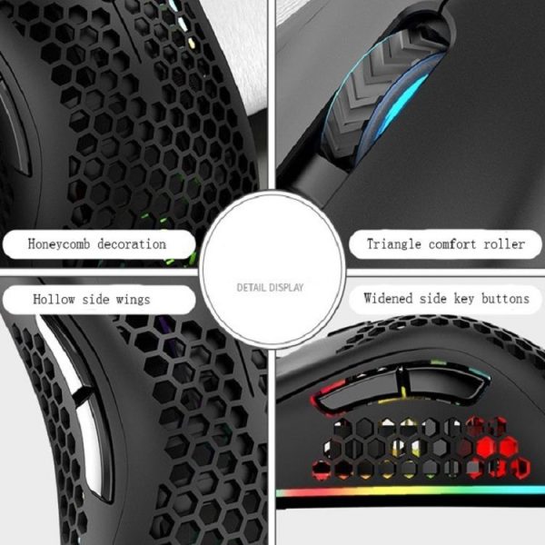 K-Snake BM600 1600 DPI 7-keys Hollow Lightweight Wireless Charging RGB Colorful Gaming Mouse (Wireless BM600 White) - Image 7