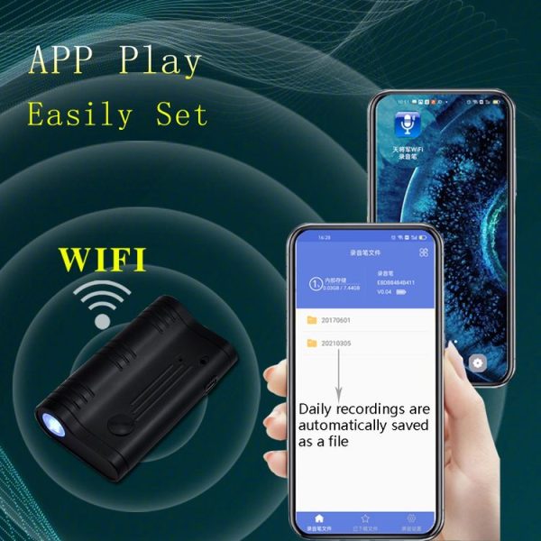 Q5S WiFi Recording Pen HD Intelligent Strong Magnetic Automatic Sound Control Long-Range Noise Reduction Recording Pen, Capacity: 8GB (Black) - Image 7