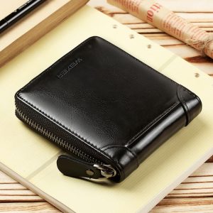 WEIXIER W98 Men Hand Take Short Wallet Zipper Bag (Black)