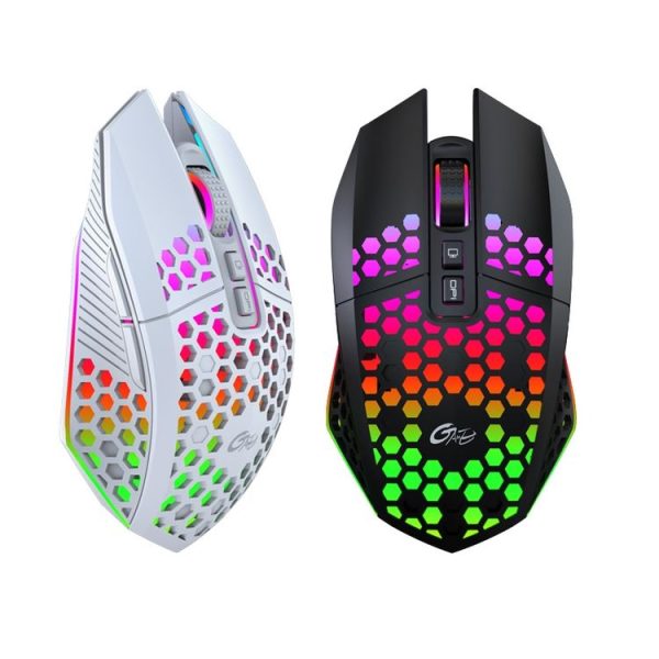 8 Keys 1200DPI Office Games Hollow Luminous Wireless Mouse (Black) - Image 2