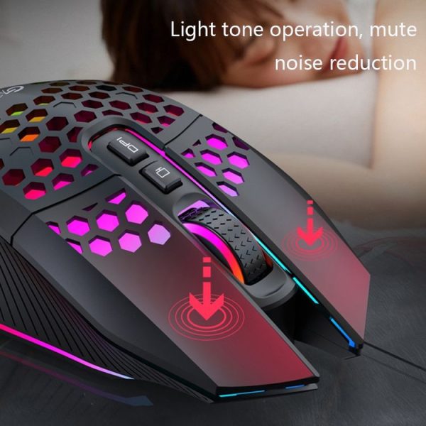 8 Keys 1200DPI Office Games Hollow Luminous Wireless Mouse (Black) - Image 6