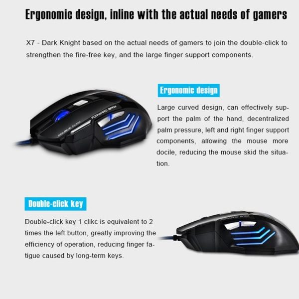 IMICE X7 2400 DPI 7-Key Wired Gaming Mouse with Colorful Breathing Light, Cable Length: 1.8m (Skin Black Color Box Version) - Image 3